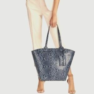 Circus Gray Snakeskin Tote  with Card Case - New